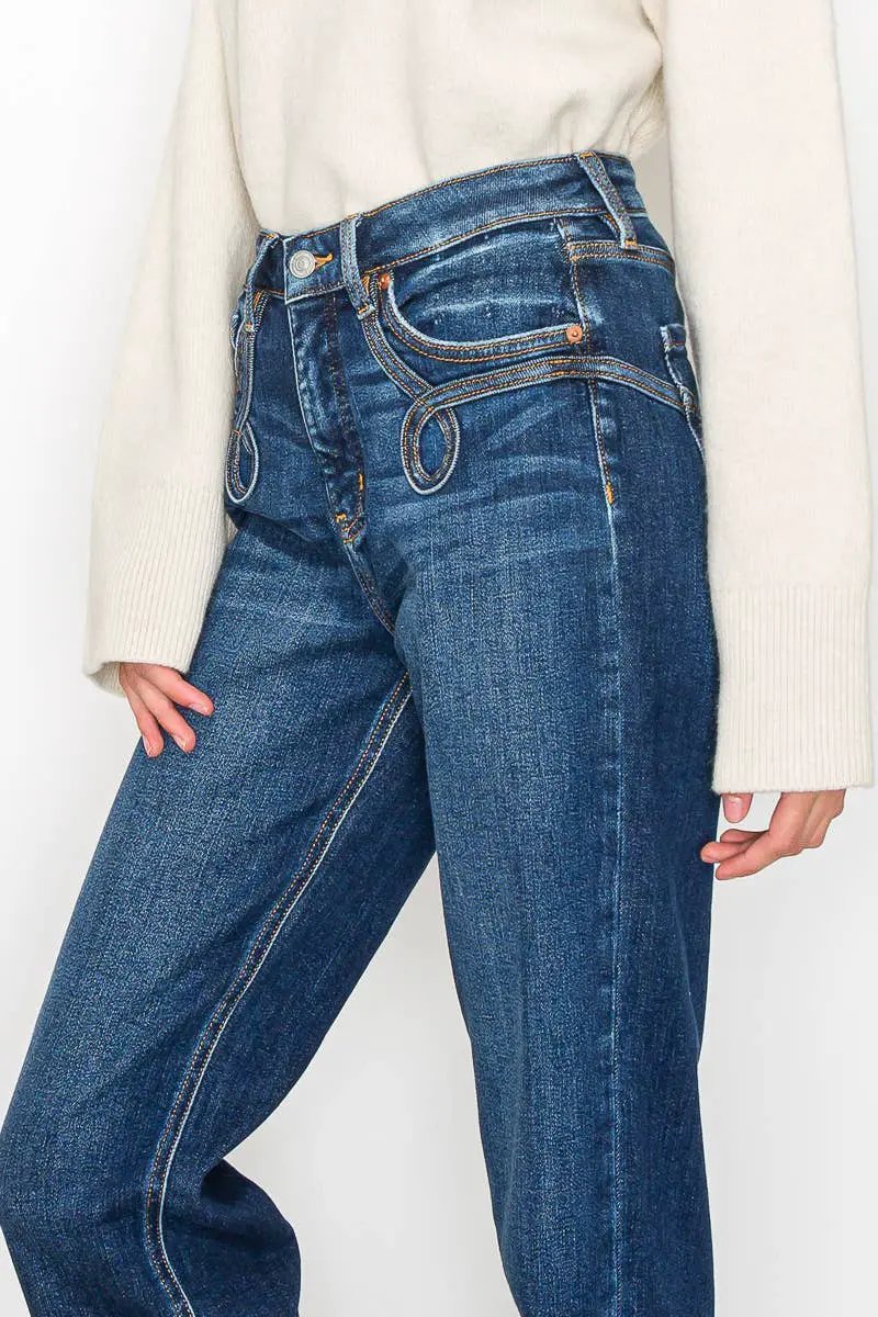 ARTEMIS VINTAGE Artemis Vintage Tummy Control Western Detail Straight PLUS Jeans - Jeans