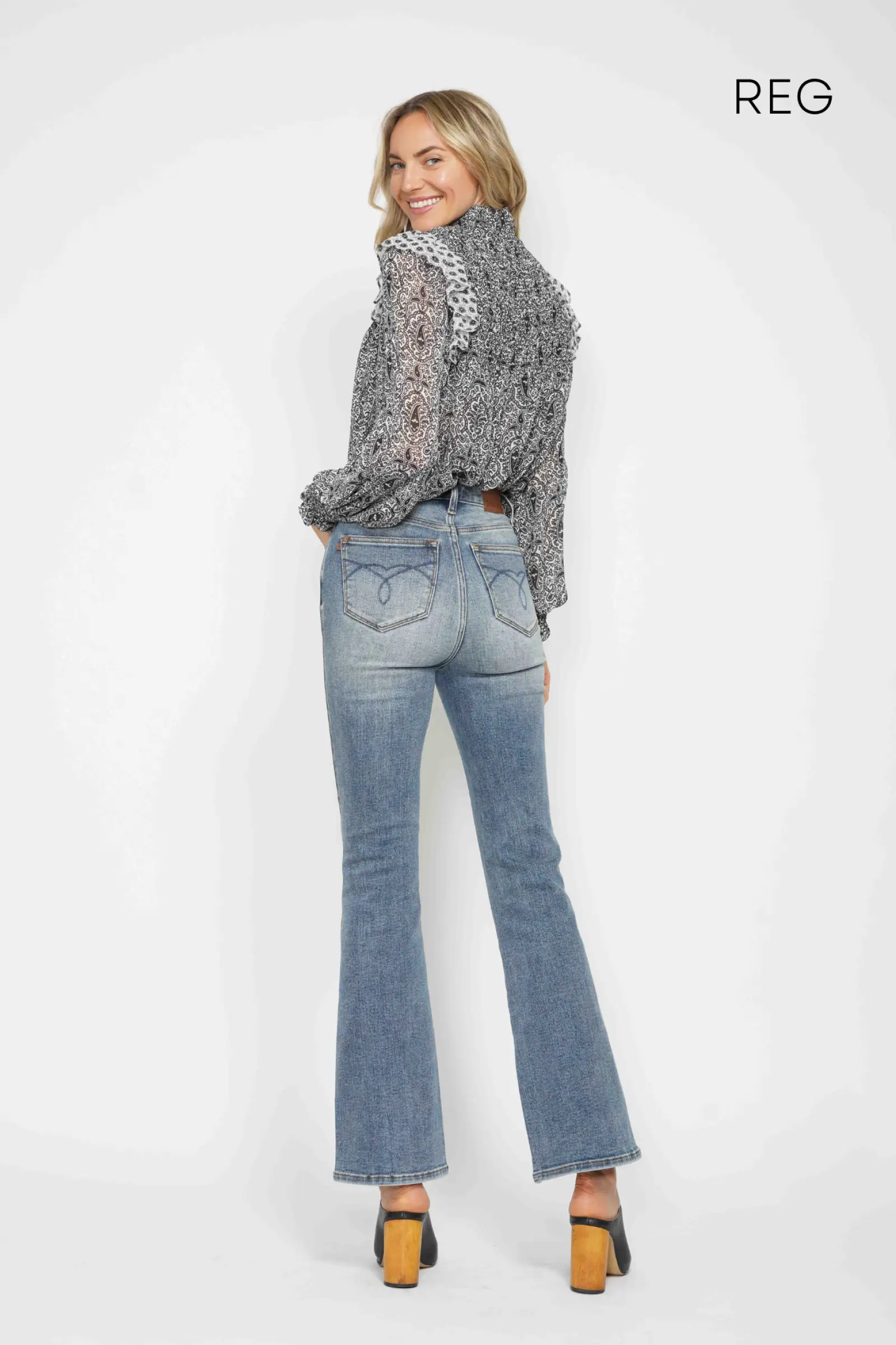 Judy Blue The High Waist Embroidered Back Pockets Denim Jeans: REG INSEAM - Jeans judy blue