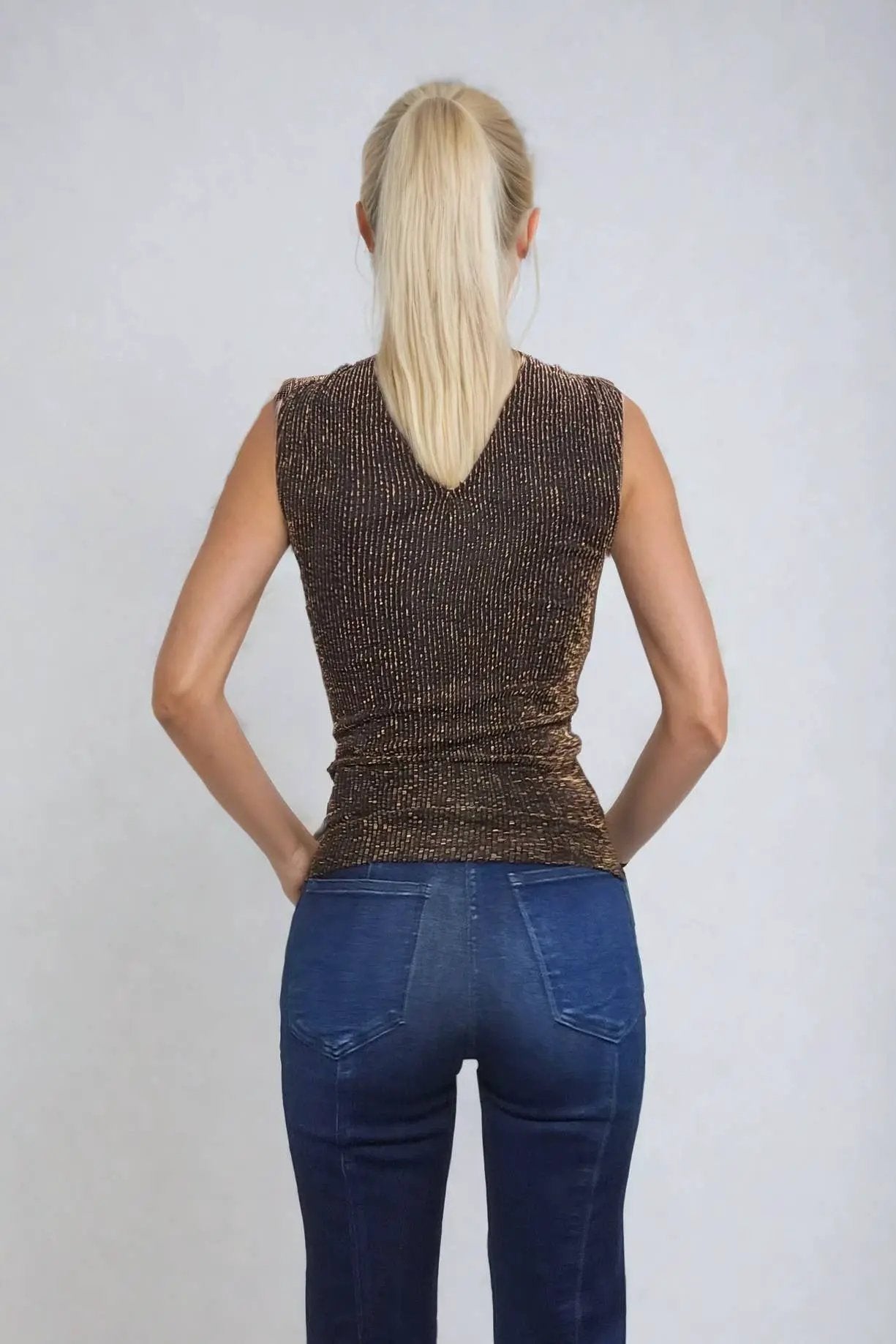WISTERIA LANE Wisteria Lane - Golden Luxe Halter Ribbed Top - Tank Tops