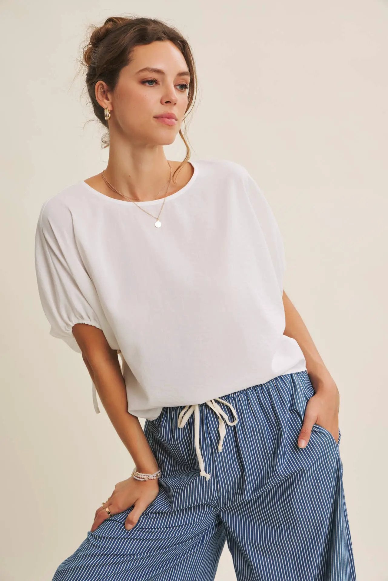 in february The Light & Lovely Dolman Blouse: Off White - Blouses