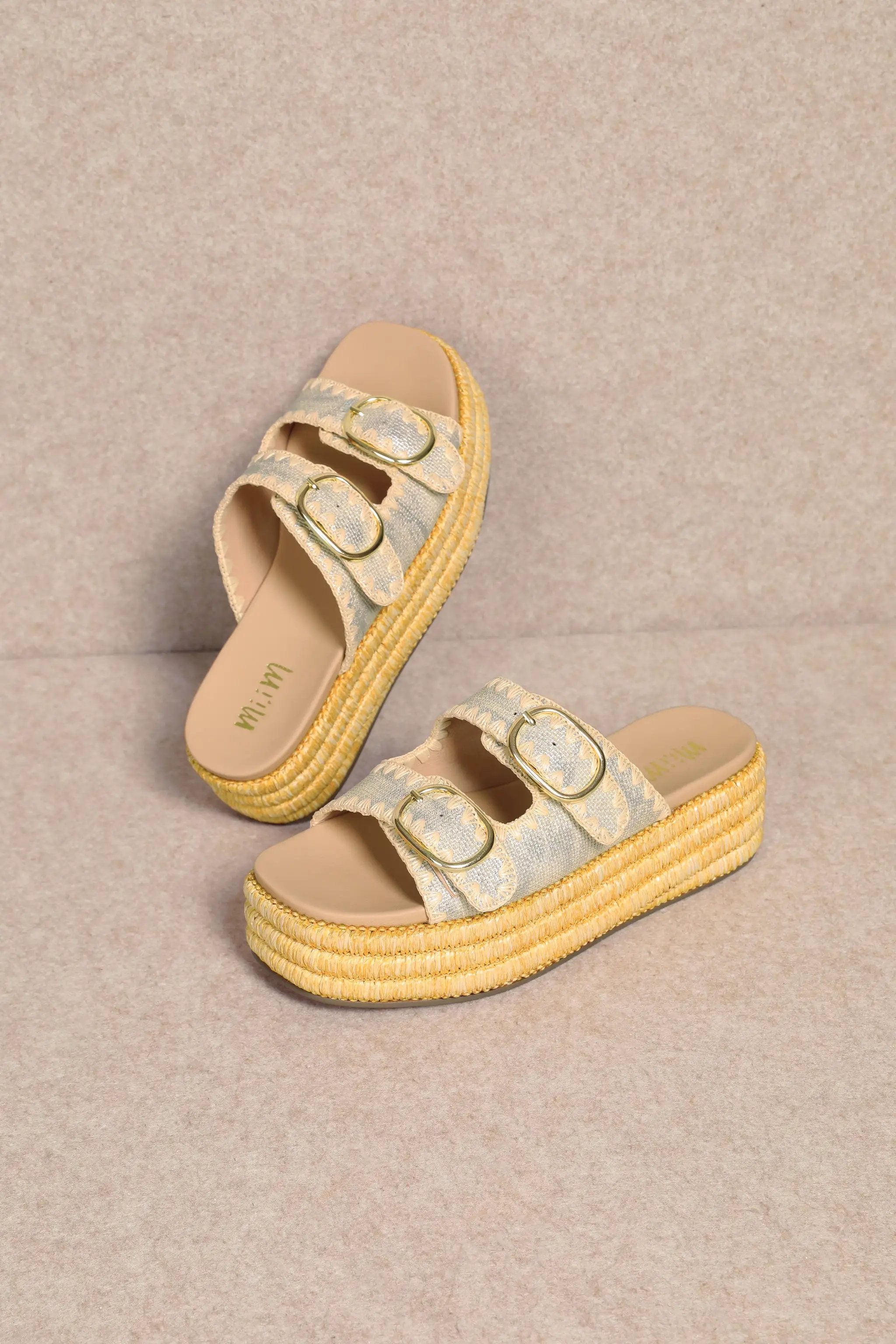 MiiM The HEIDI Platform Sandals: Silver - Sandals