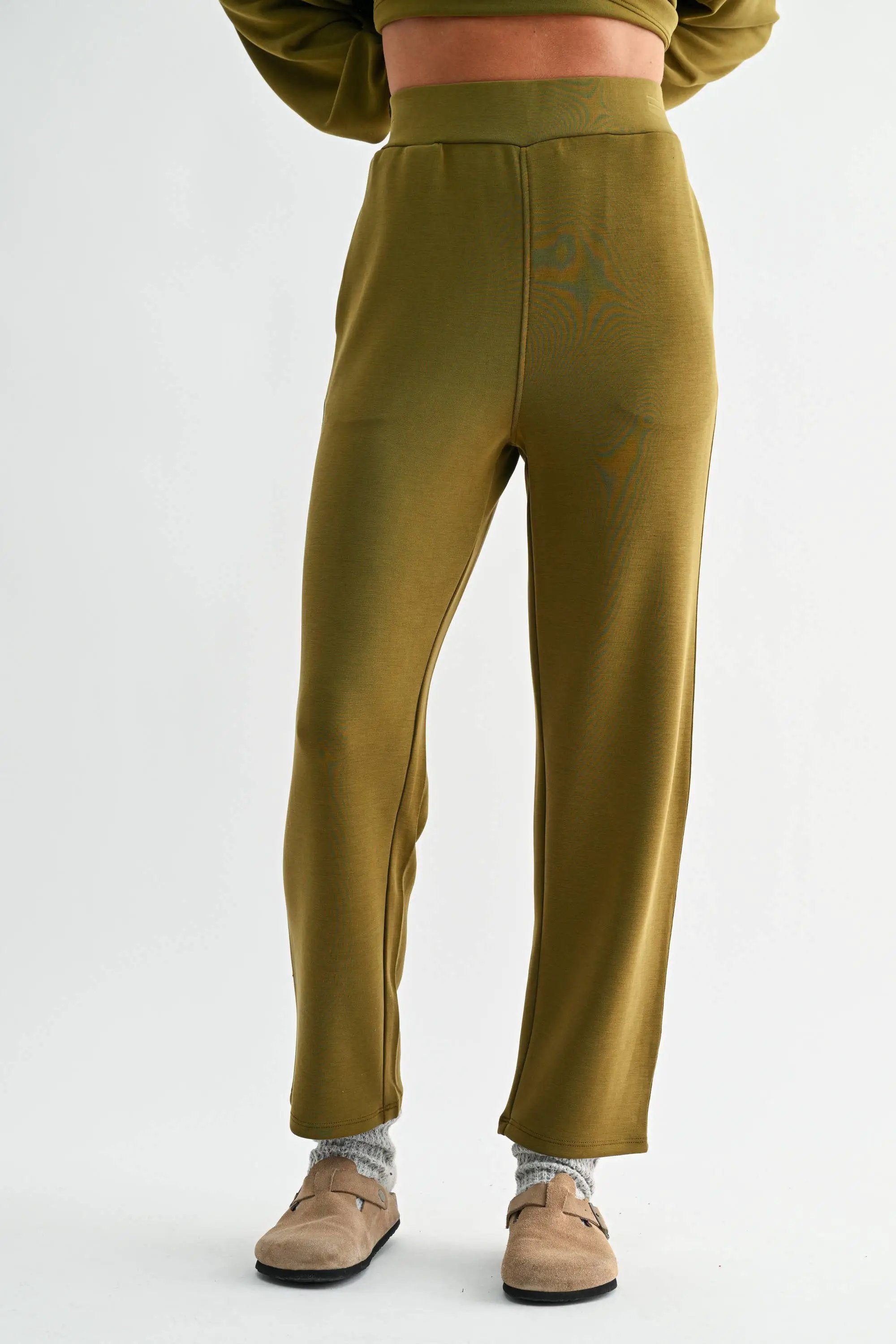 Mono B Mono B - Laguna Soft Drape Cropped Pants in Camo Green - Trousers Mono B - Laguna Soft Drape Cropped Pants