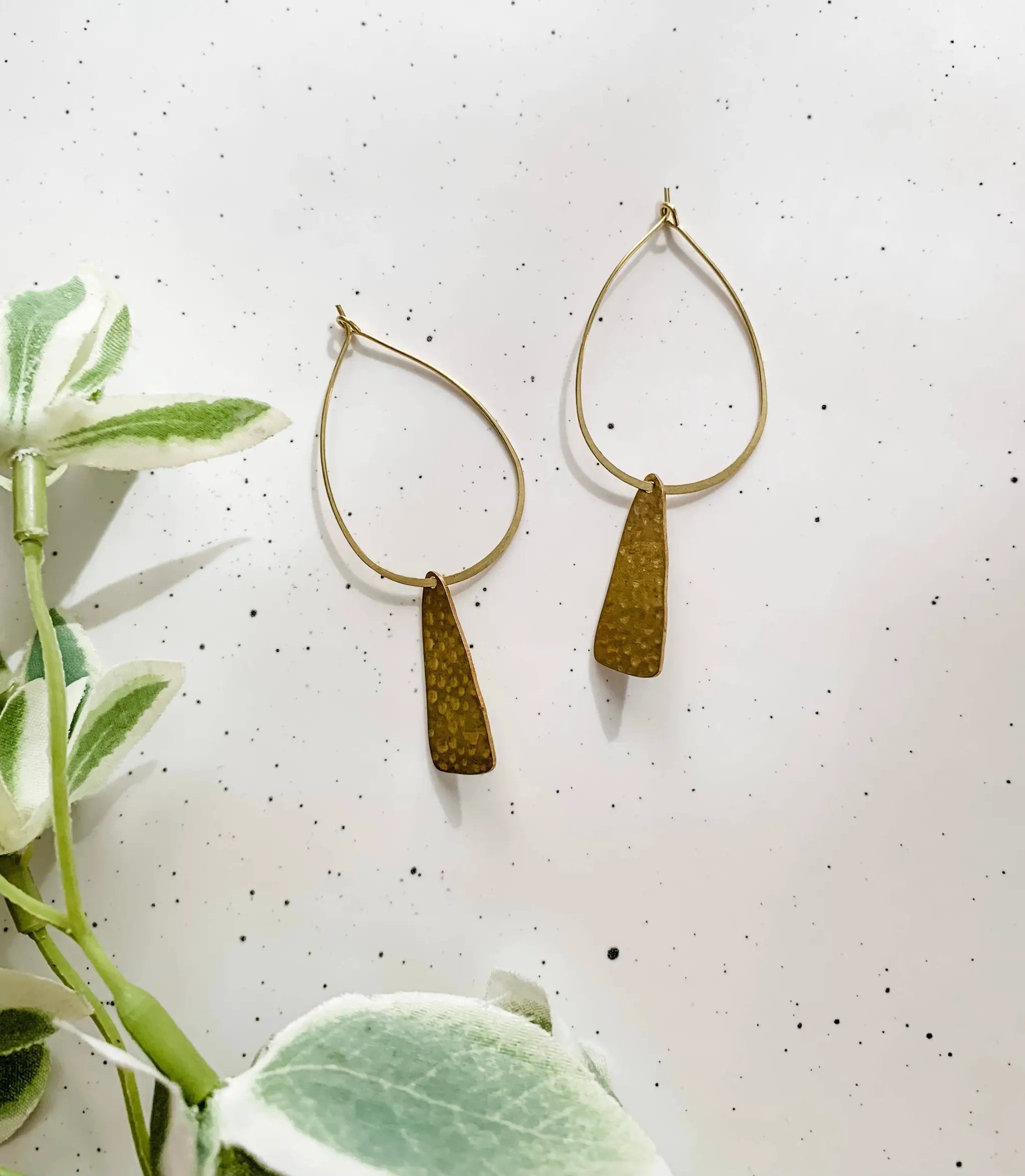 Adri’s The Boho Hammered Brass Tear Drop Earrings - Earrings
