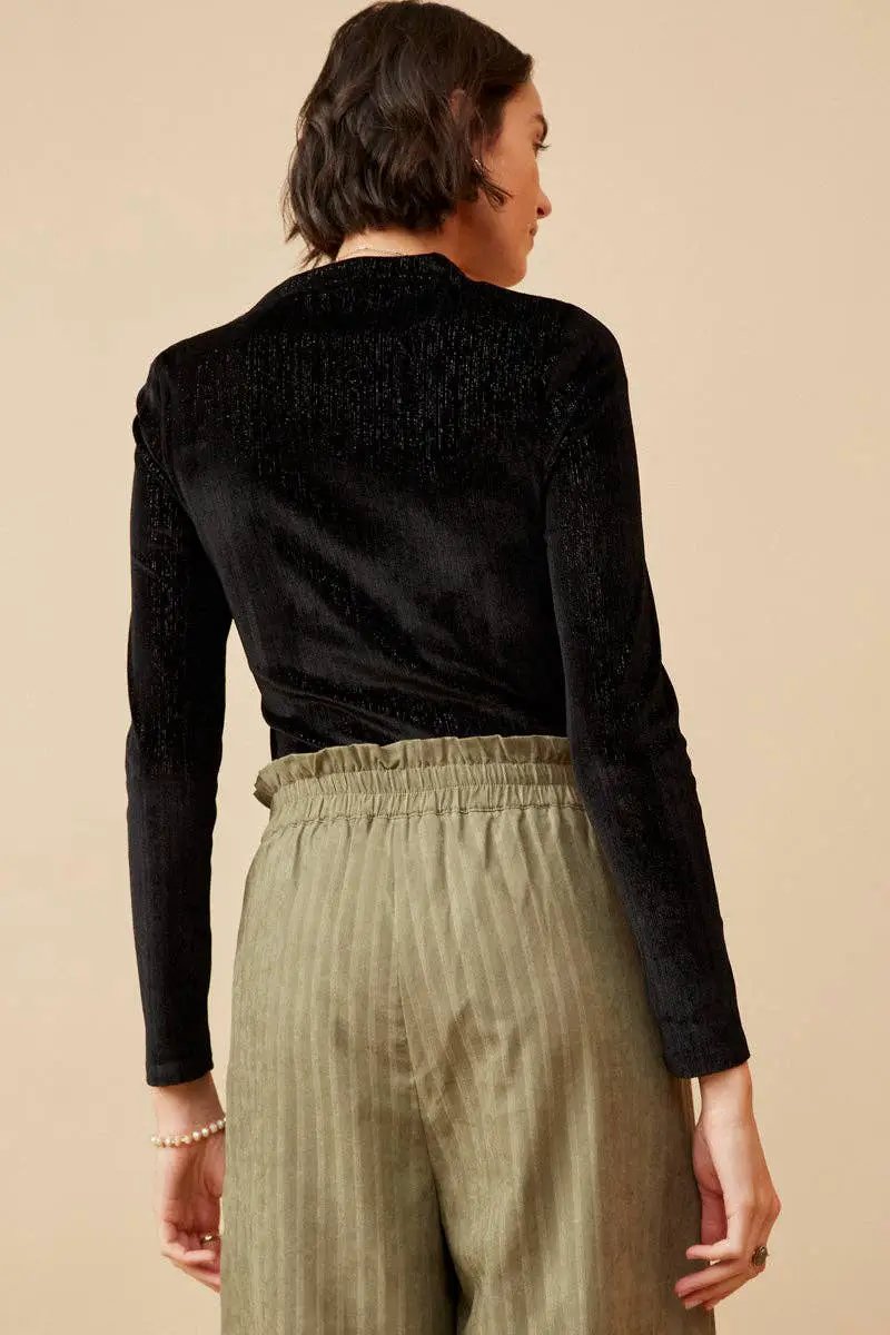 Hayden LA Hayden LA - Womens Brushed Lurex Square Neck Long Sleeve Bodysuit: Black - Sweaters