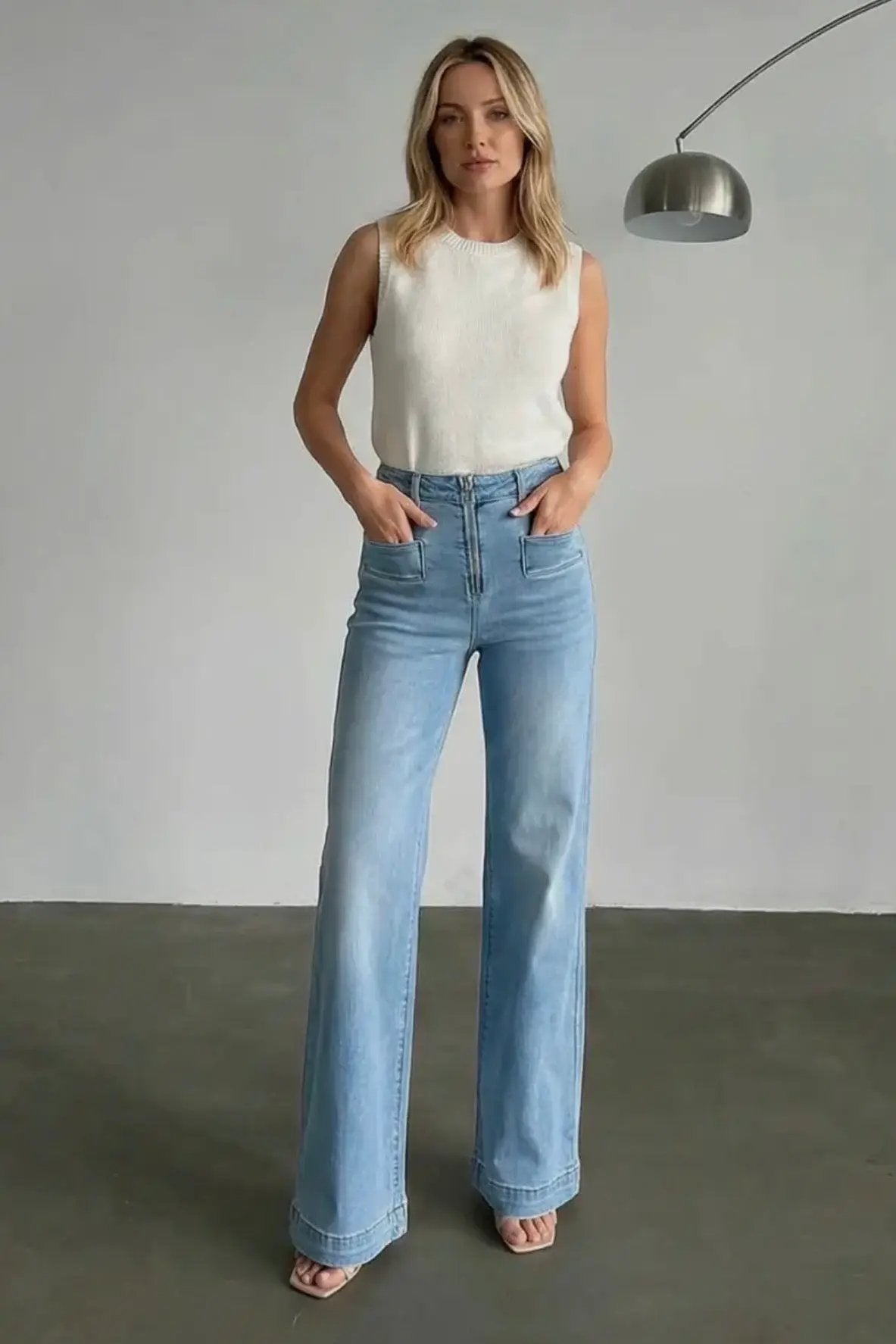 ARTEMIS VINTAGE Artemis Vintage Eco Fabric High Rise Front Pocket Holly Flare Jeans - Jeans