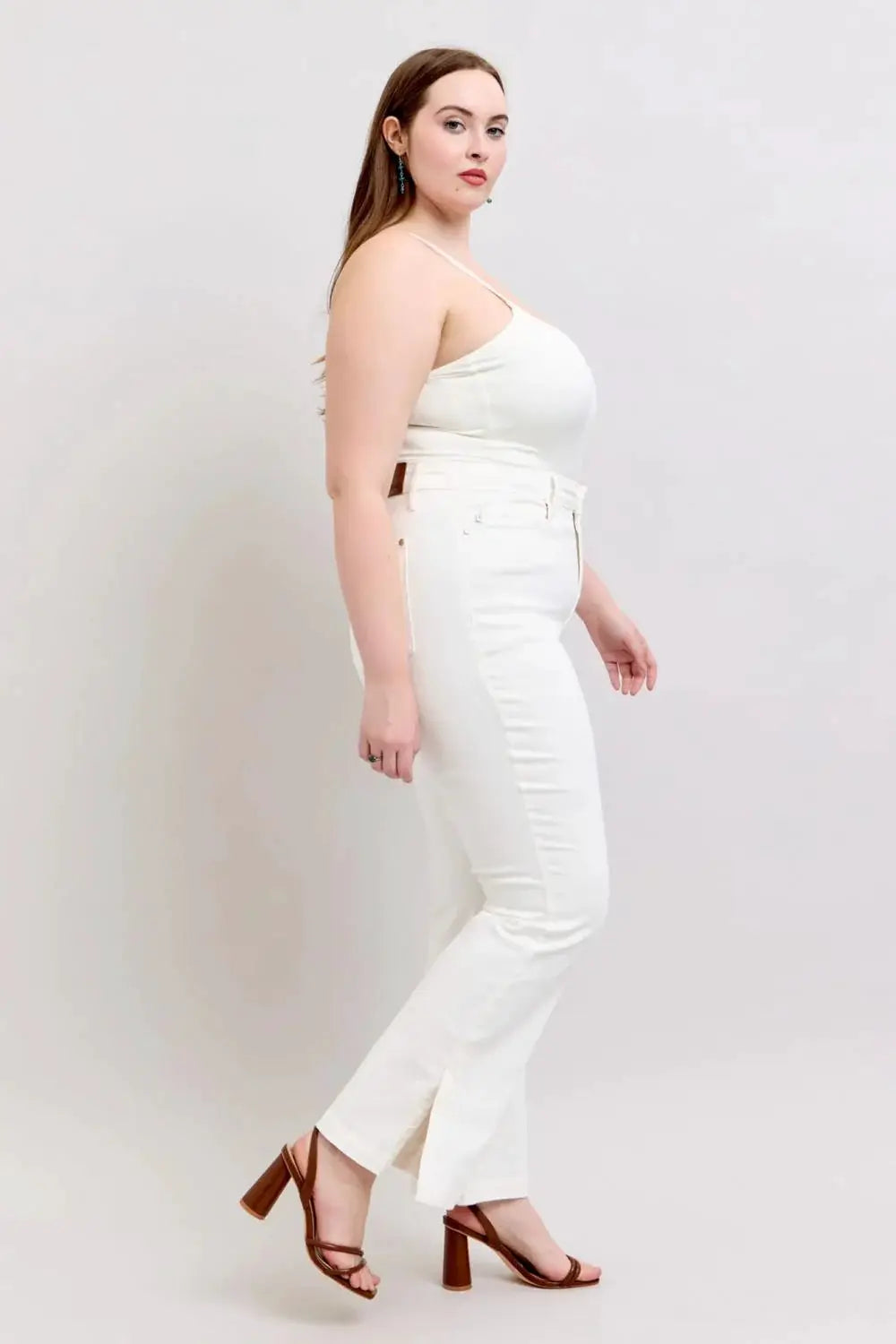 Judy Blue Judy Blue High Waist Slit Bottom Boot Cut REG & CURVY Jeans - Jeans Judy Blue White Denim