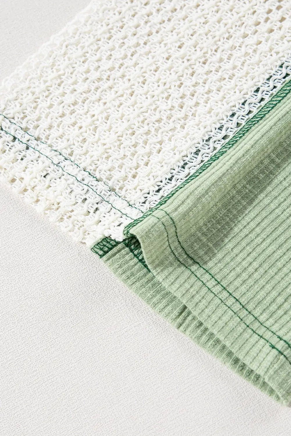 Grateful Threads Boutique Sage Meadow Crochet Boho Top - Blouses Grass Green Crochet Detail Exposed Seam High Low Loose Top