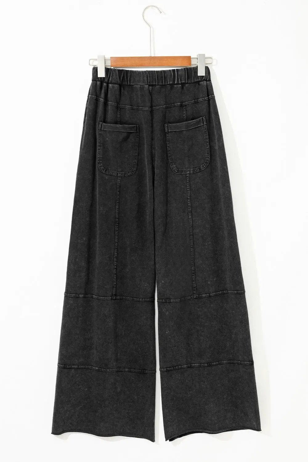 Grateful Threads Boutique Black Mineral Wash Exposed Seam Wide Leg Cargo Pants - Trousers Black Mineral Wash Exposed Seam Wide Leg Cargo Pants