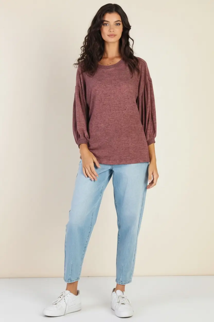 Cherish The Soft Season Puff Sleeve Knit Top - Sweaters