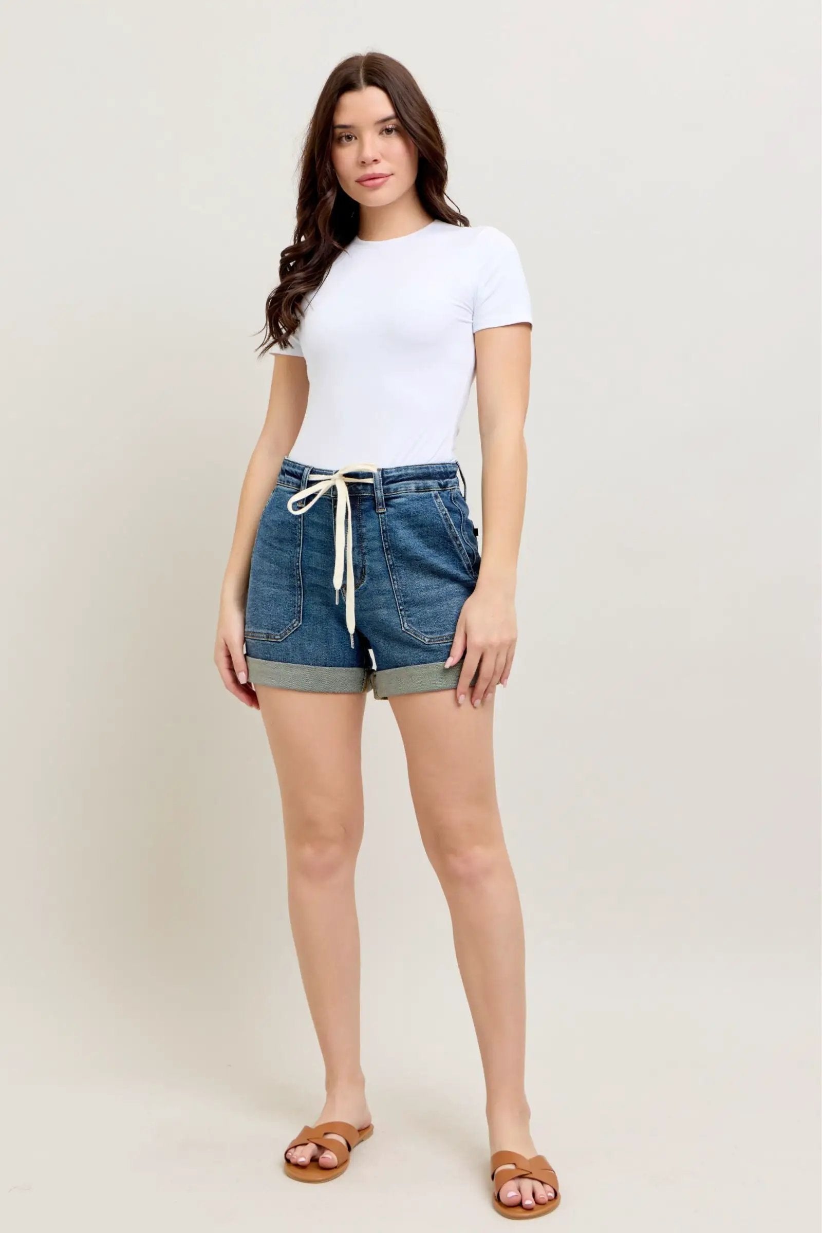Judy Blue The High Waist Cuff Jogger Shorts - Shorts Judy Blue High Waisted Cuff Jogger Shorts