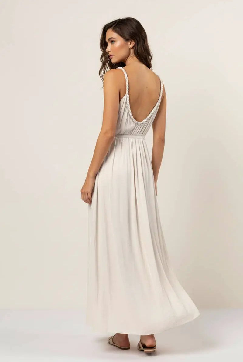 Naked Zebra The Braided Neckline Maxi Dress: Papyrus - Dresses