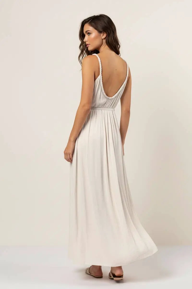 Naked Zebra The Braided Neckline Maxi Dress: Papyrus - Dresses