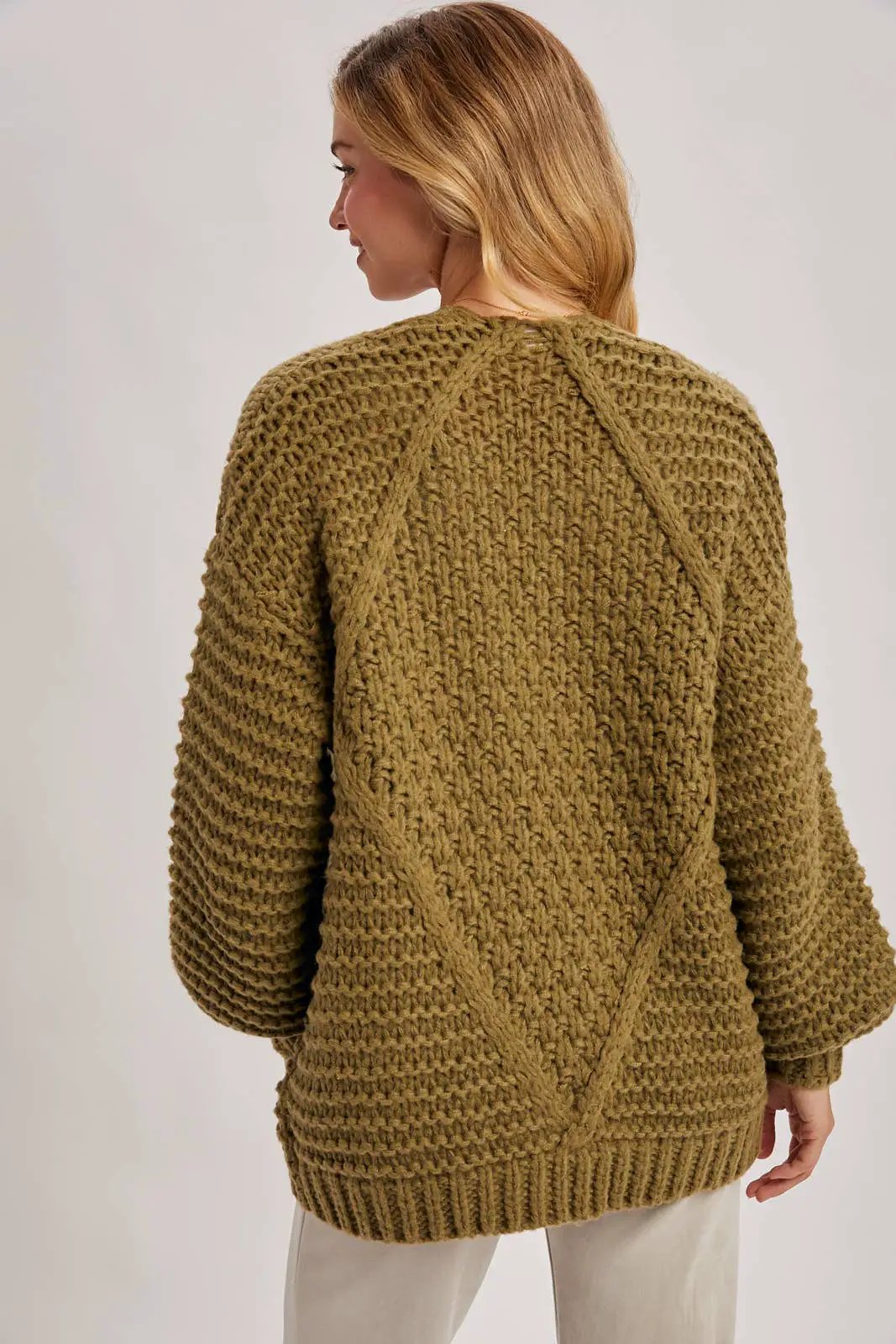Bluivy Bluivy - Olive Grove Cozy Cable Knit Cardigan - Cardigans