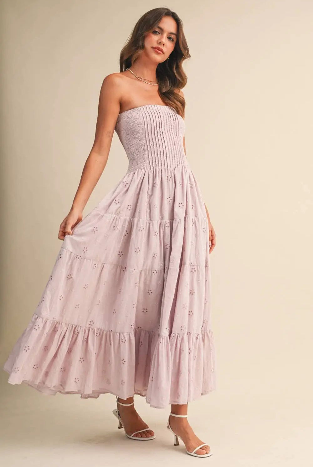 Klesis The Lavender Daydream Eyelet Midi Dress - Dresses