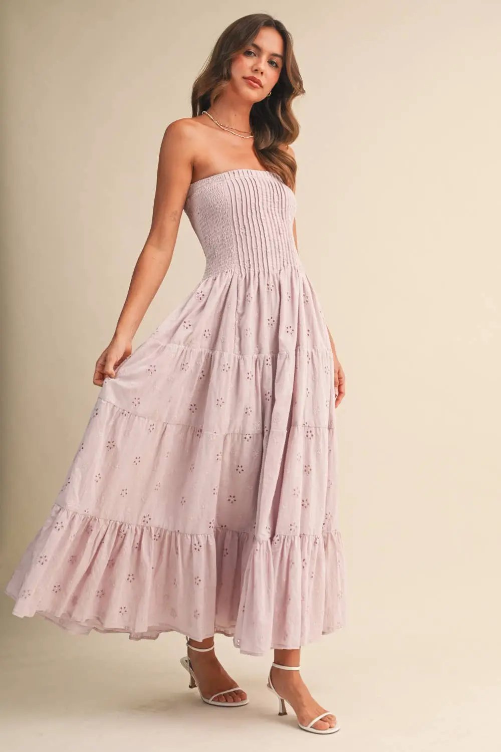 Klesis The Lavender Daydream Eyelet Midi Dress - Dresses