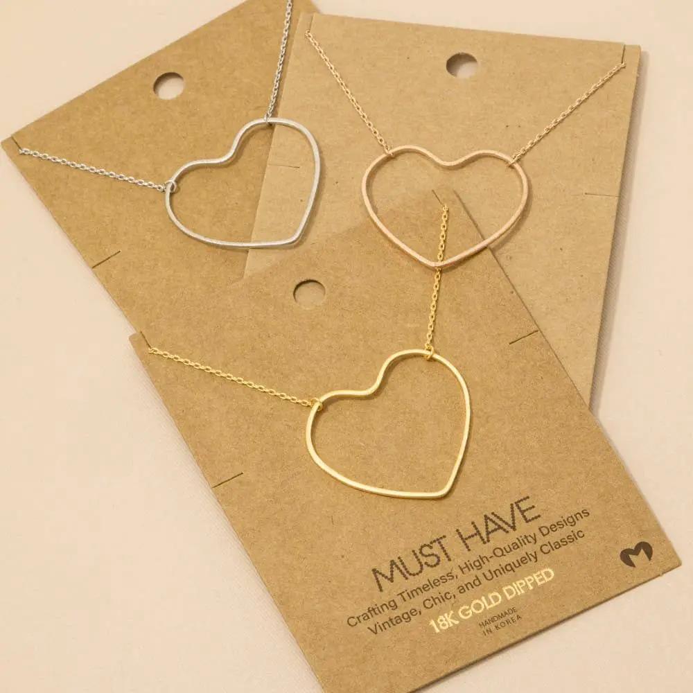 Fame Accessories The Heart Cutout Pendant Necklace: Silver - Necklaces