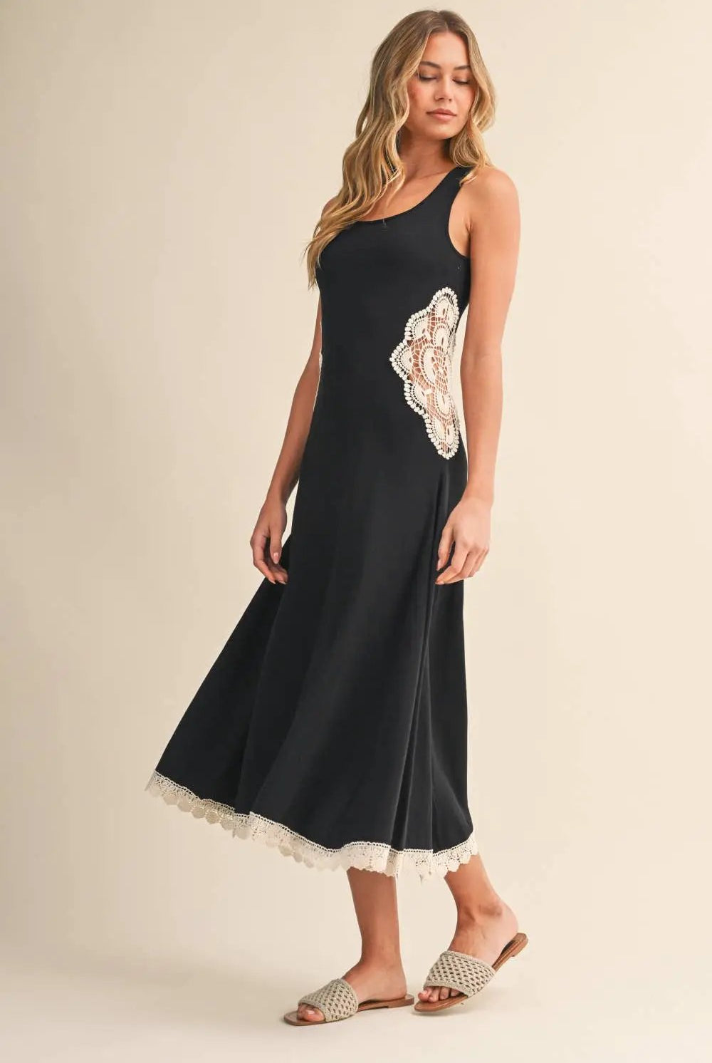 Klesis The Nightspell Crochet Panel Flare Dress - Dresses