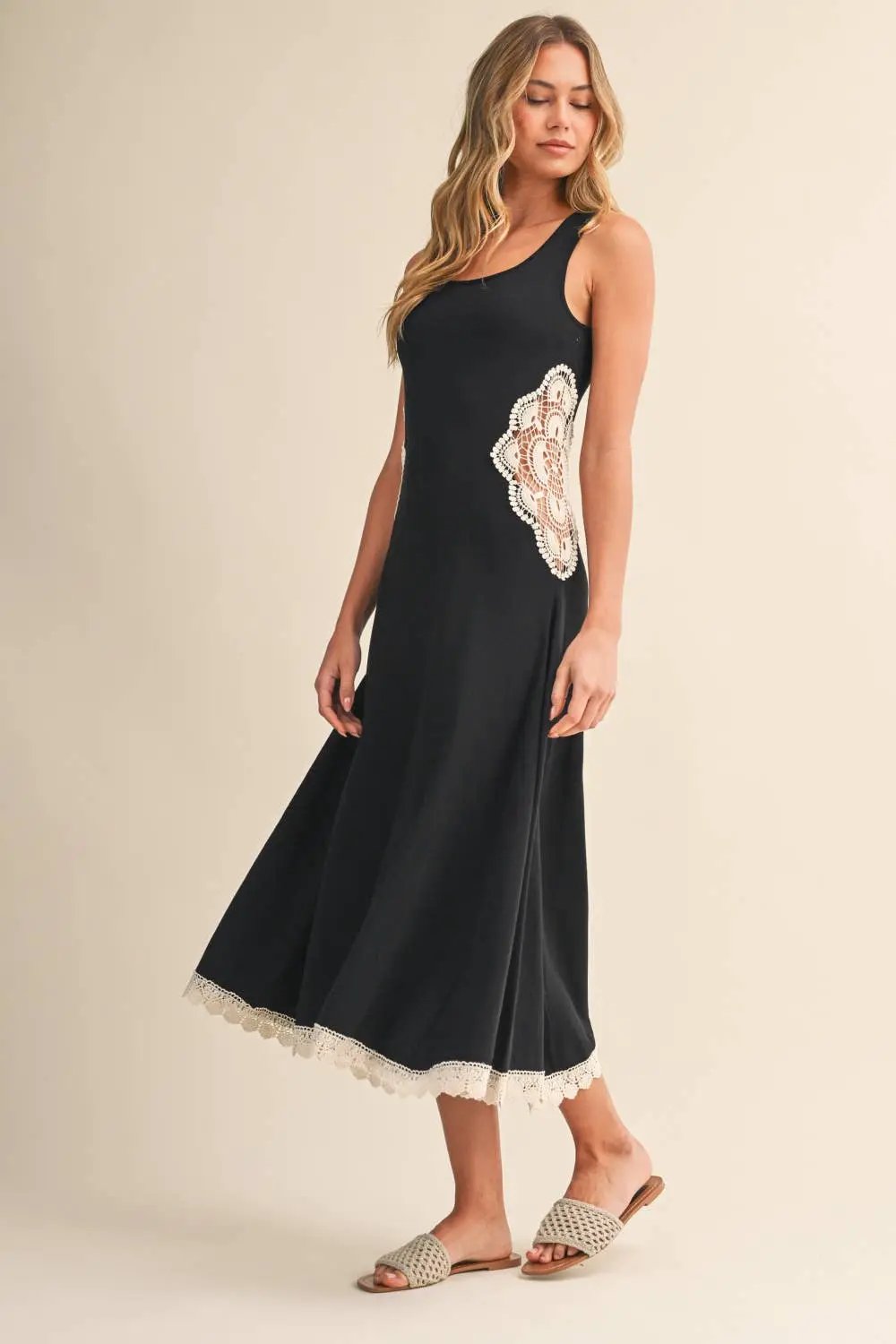 Klesis The Nightspell Crochet Panel Flare Dress - Dresses