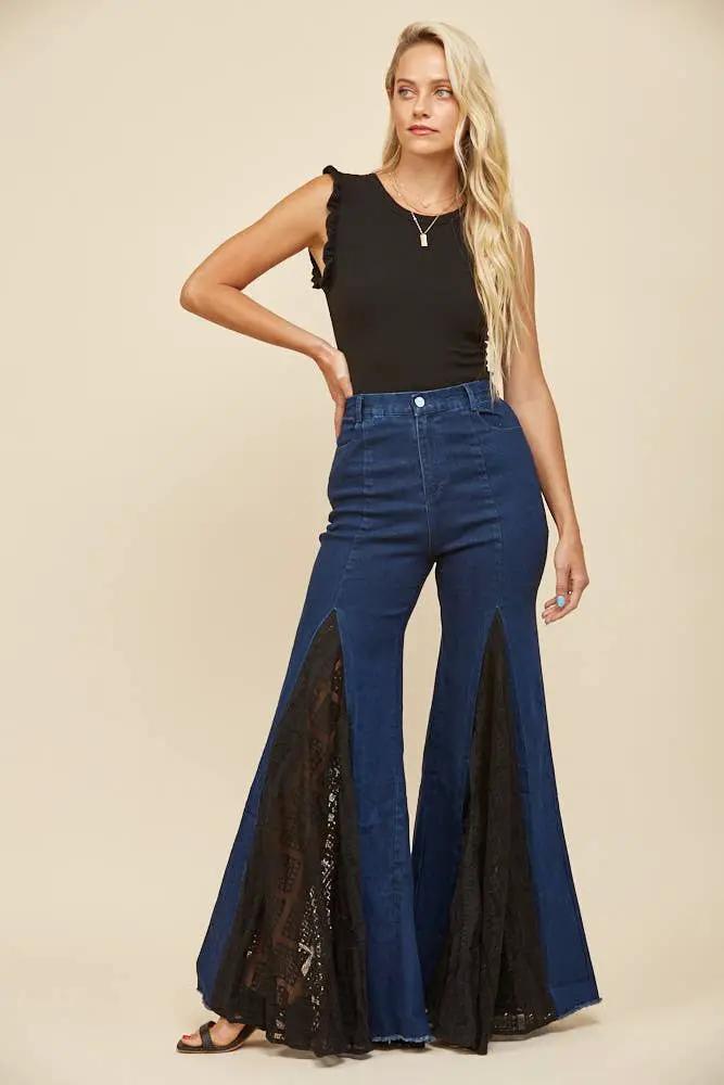 WISTERIA LANE Wisteria Lane - Midnight Muse Ribbed Ruffle Bodysuit - Bodysuits