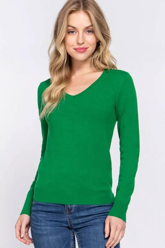 Active Basic | Active USA Lucky Charm Soft Viscose V-Neck Sweater - Sweaters