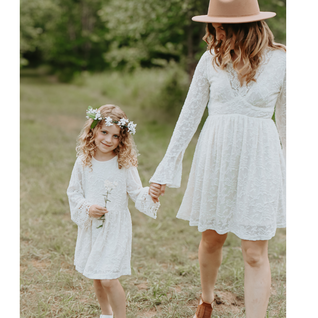 HAHA MAMA Clothing Ivory Lace Mommy & Me Dress - Mini - Baby & Children's Dresses