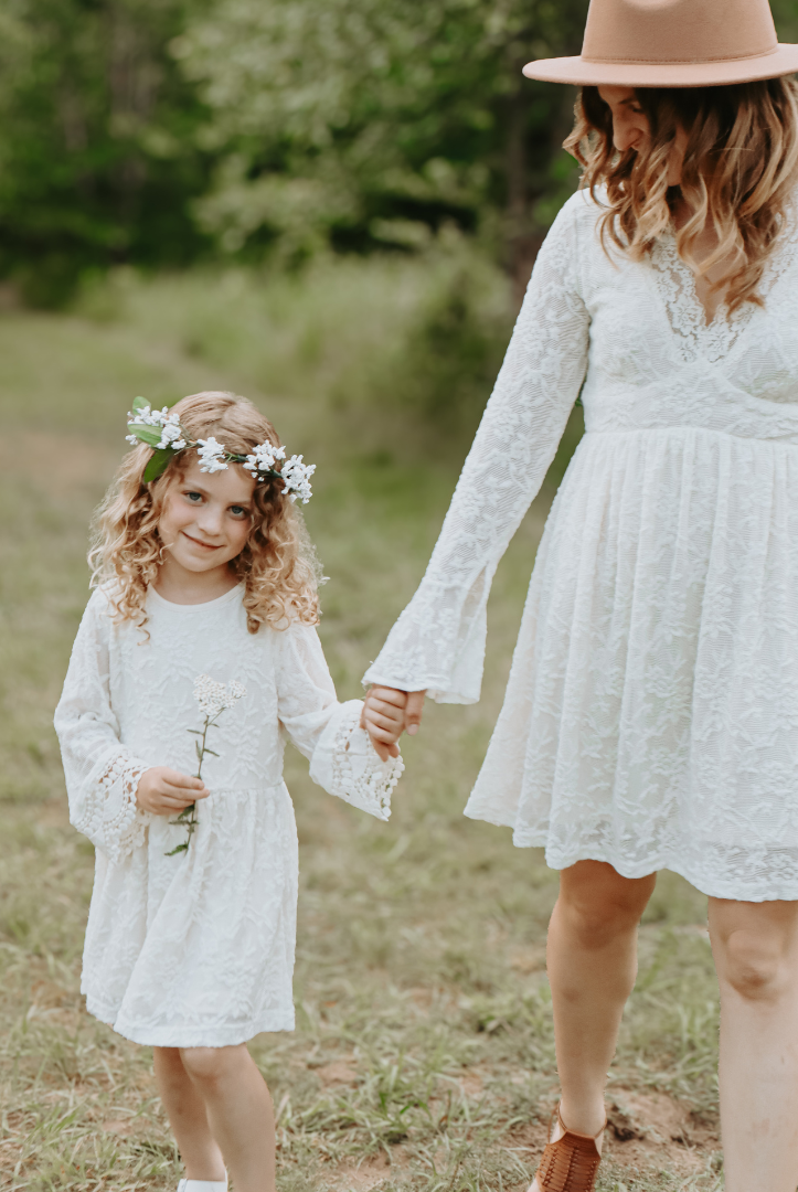 HAHA MAMA Clothing Ivory Lace Mommy & Me Dress - Mommy - Dresses