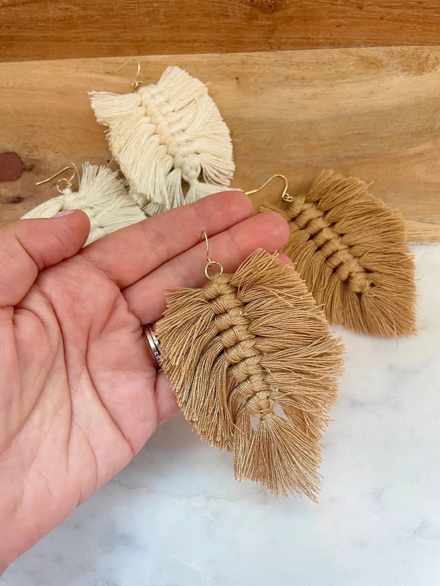 Laalee Jewelry Statement Fall Earrings, Taupe Cream Fringe Jewelry Bohemian - Earrings