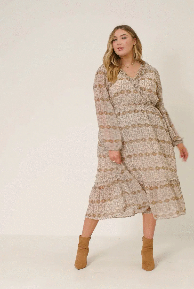 Hayden LA Hayden LA - Womens Printed Long Sleeve Ruffled Surplice Dress - Dresses