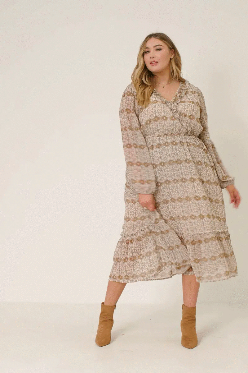 Hayden LA Hayden LA - Womens Printed Long Sleeve Ruffled Surplice Dress - Dresses