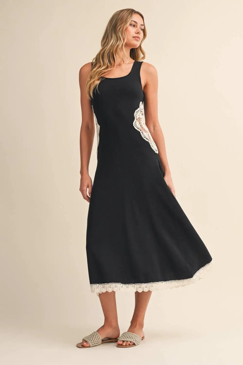 Klesis The Nightspell Crochet Panel Flare Dress - Dresses