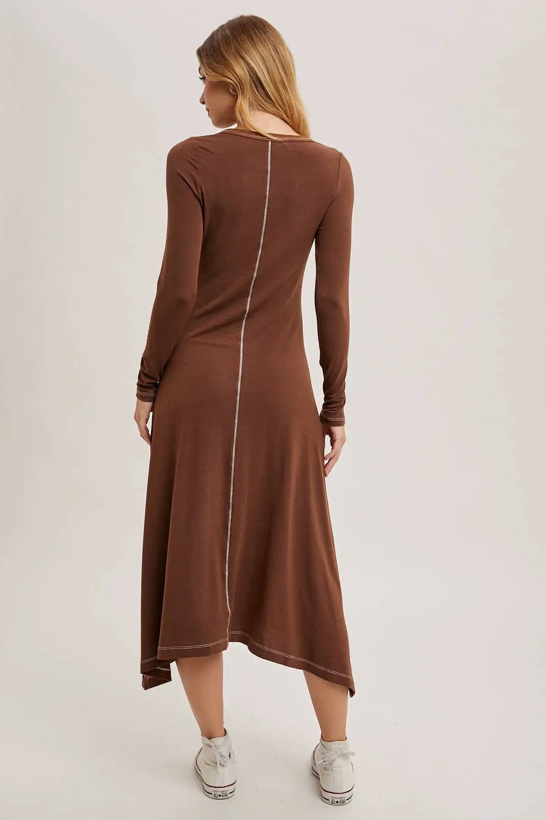 Bluivy The Cocoa Button-Front Slit Midi Dress - Dresses