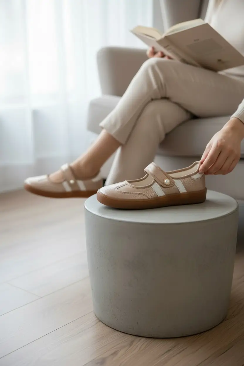Maker's Shoes The Easy Street Mary Jane Sneaker: Rose Gold - Sneakers