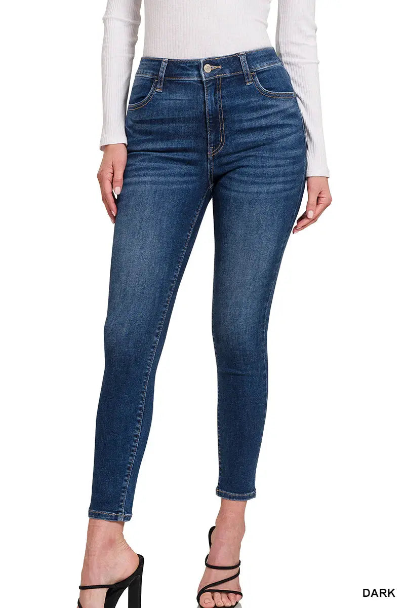 Zenana The Everyday Essential High Rise Jeggings: Dark - Jeans