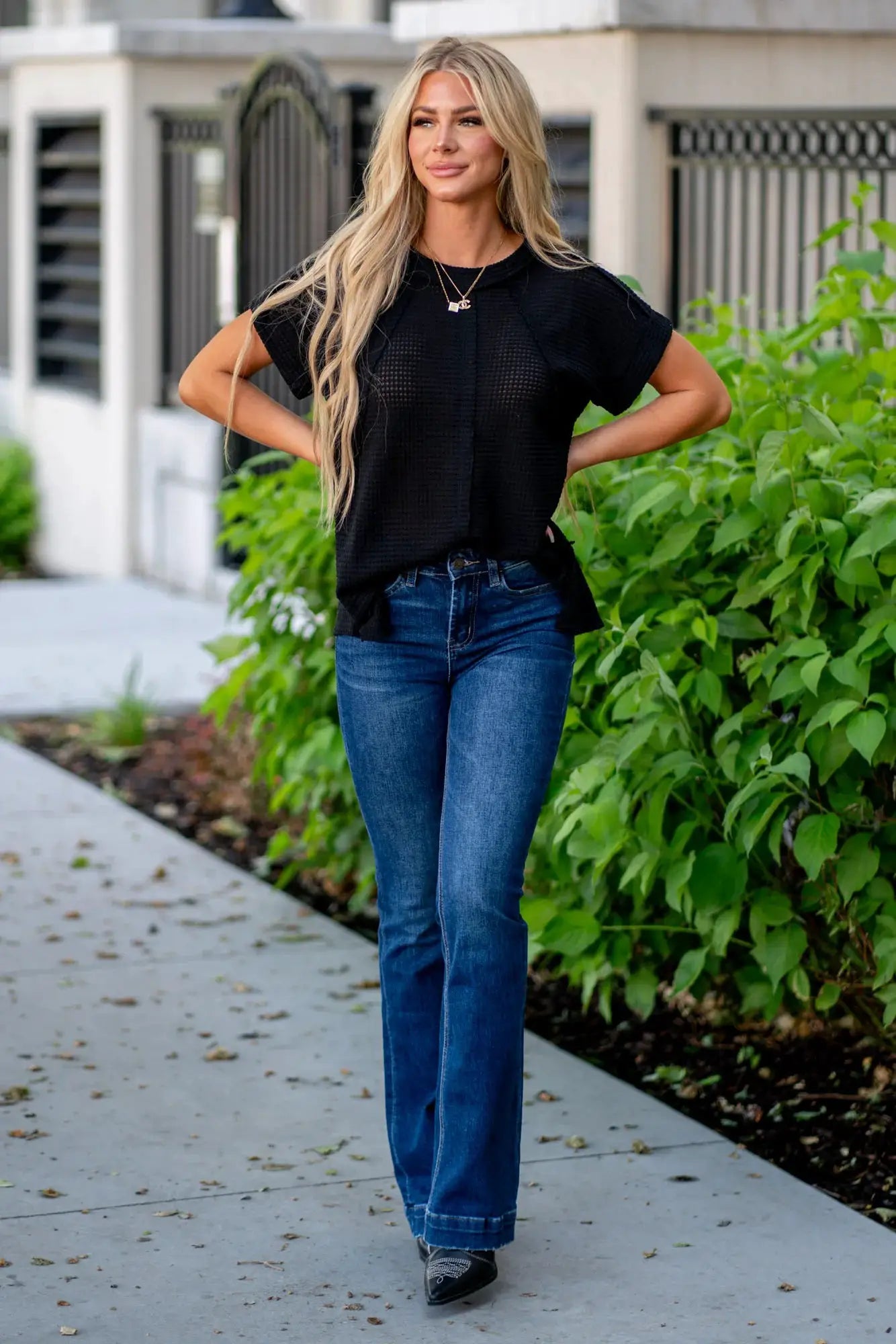 VERVET by FLYING MONKEY VERVET High Rise Trouser Hem Bootcut Jeans - Jeans