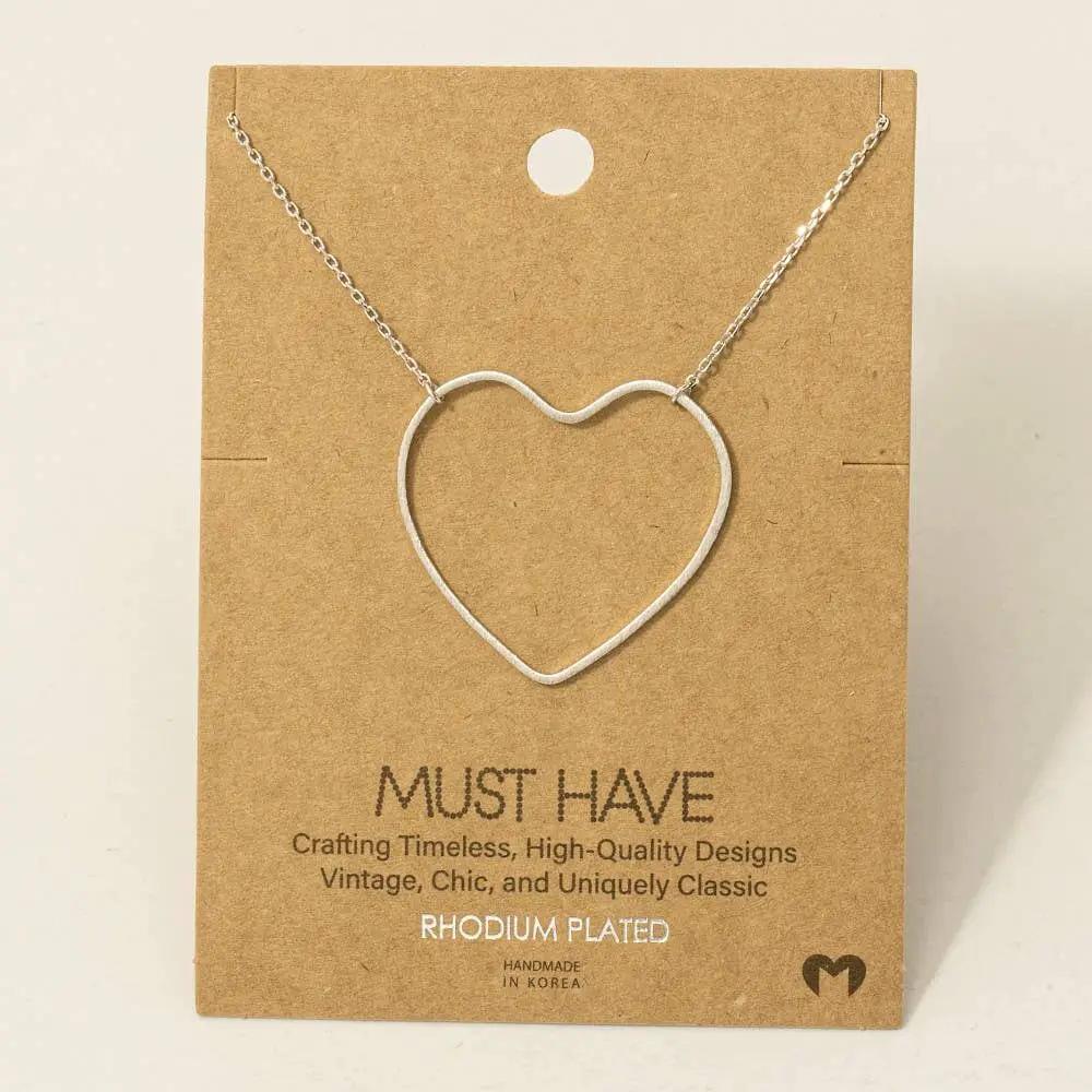 Fame Accessories The Heart Cutout Pendant Necklace: Silver - Necklaces