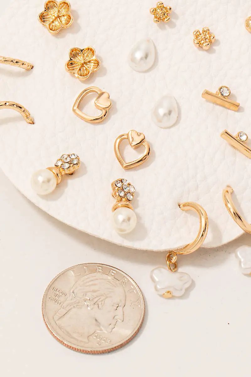 Fame Accessories Mixed Styles Gold Stud Earrings Set - Earrings