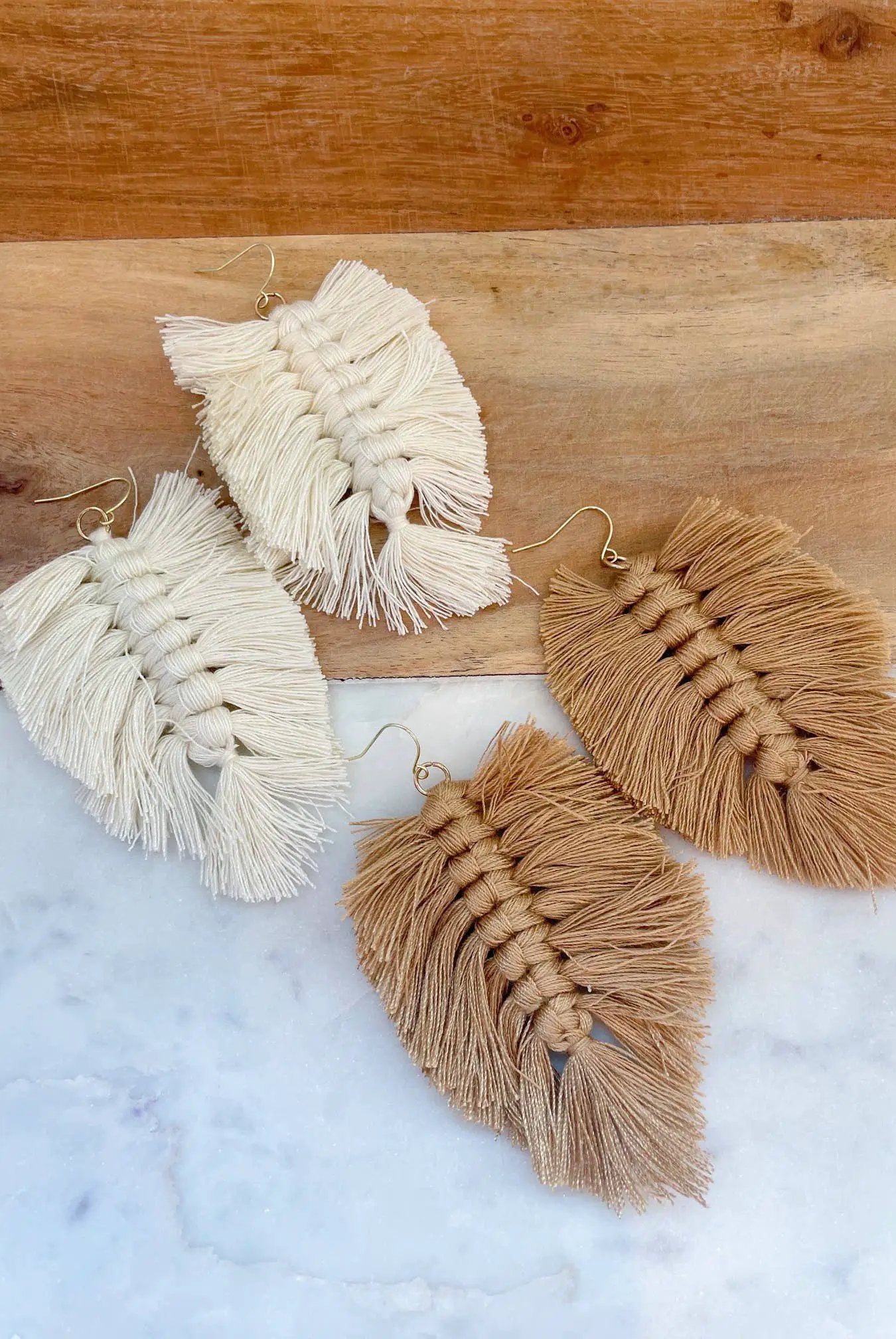 Laalee Jewelry Statement Fall Earrings, Taupe Cream Fringe Jewelry Bohemian - Earrings