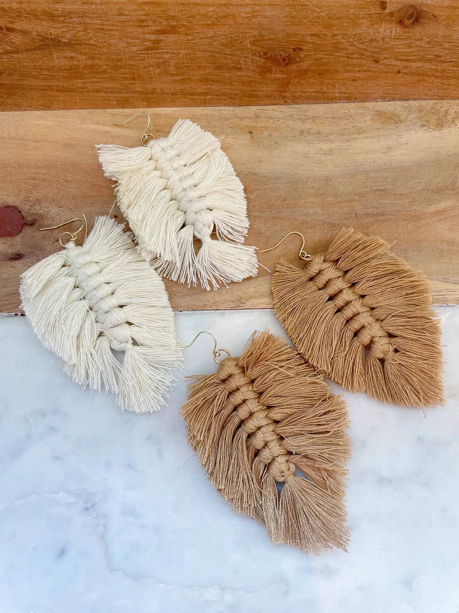 Laalee Jewelry Statement Fall Earrings, Taupe Cream Fringe Jewelry Bohemian - Earrings