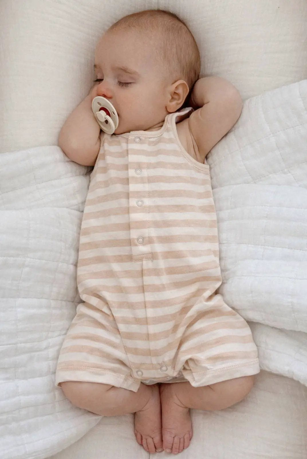 SIIX Collection SIIX Collection - Biscuit Stripe / Organic Shortie - Baby One-Pieces