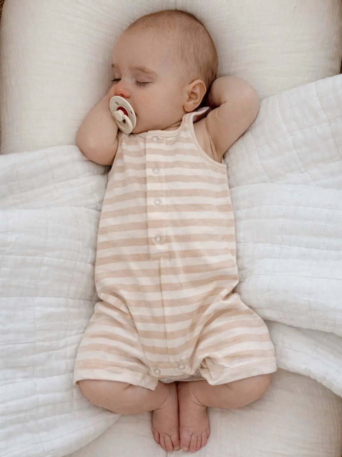 SIIX Collection SIIX Collection - Biscuit Stripe / Organic Shortie - Baby One-Pieces