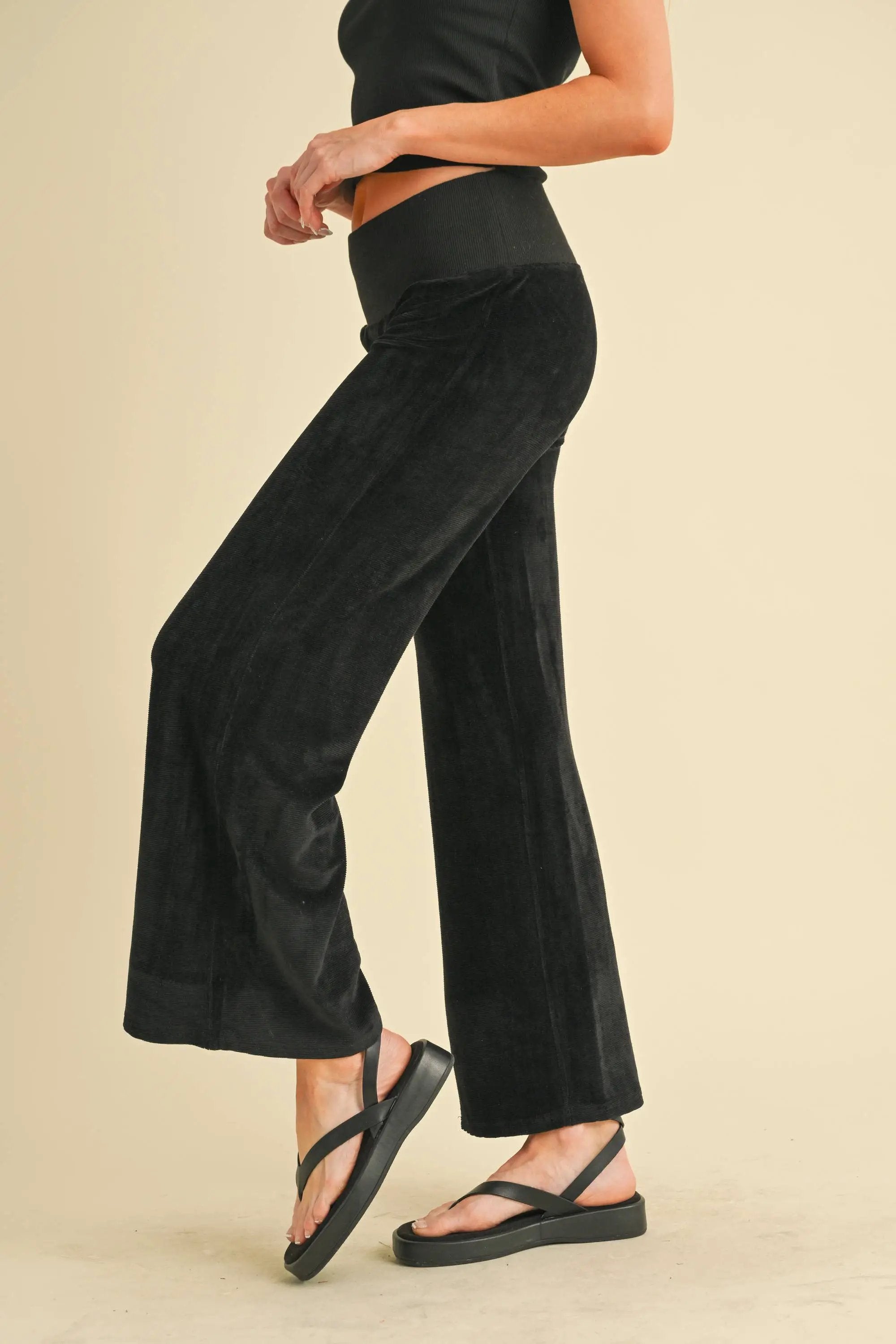 AEMI + CO The Gini High Waist Lounge Pants: Black - Lounge Pants Gini High Waist Lounge Pants