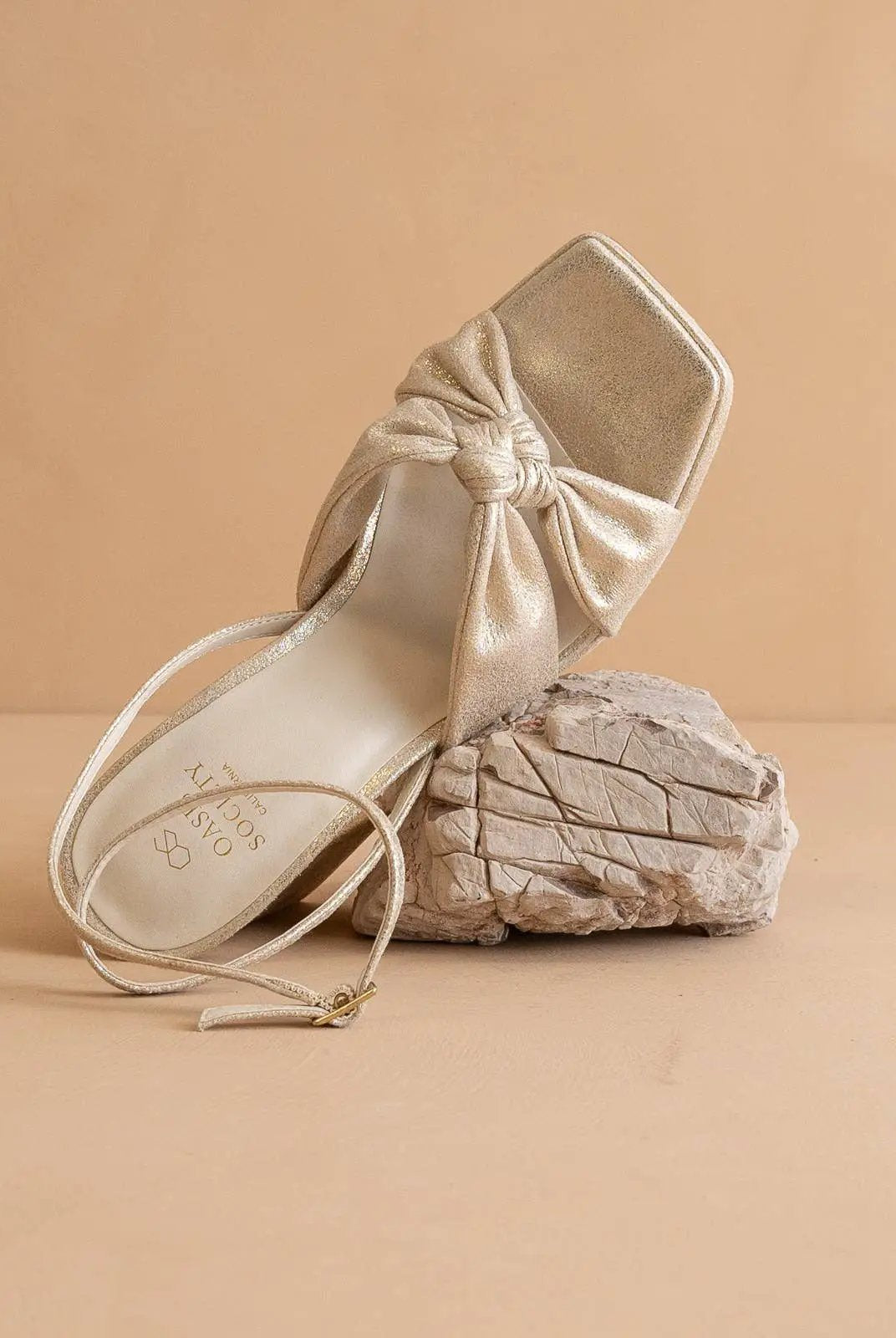 Oasis Society The Zoey Light Gold Knotted Band Platform Heel - Heels