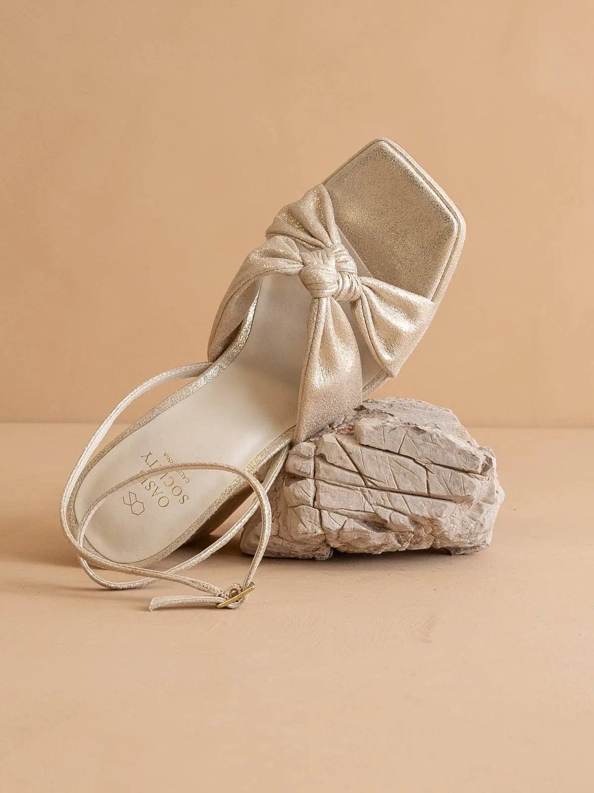 Oasis Society The Zoey Light Gold Knotted Band Platform Heel - Heels