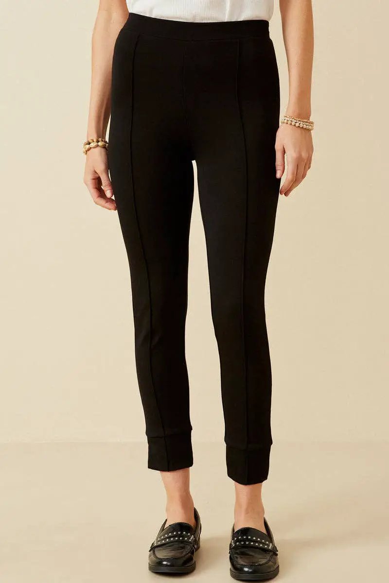 Hayden LA Hayden LA - Womens Elastic Waist Slitted Knit Pants: Black - Pants