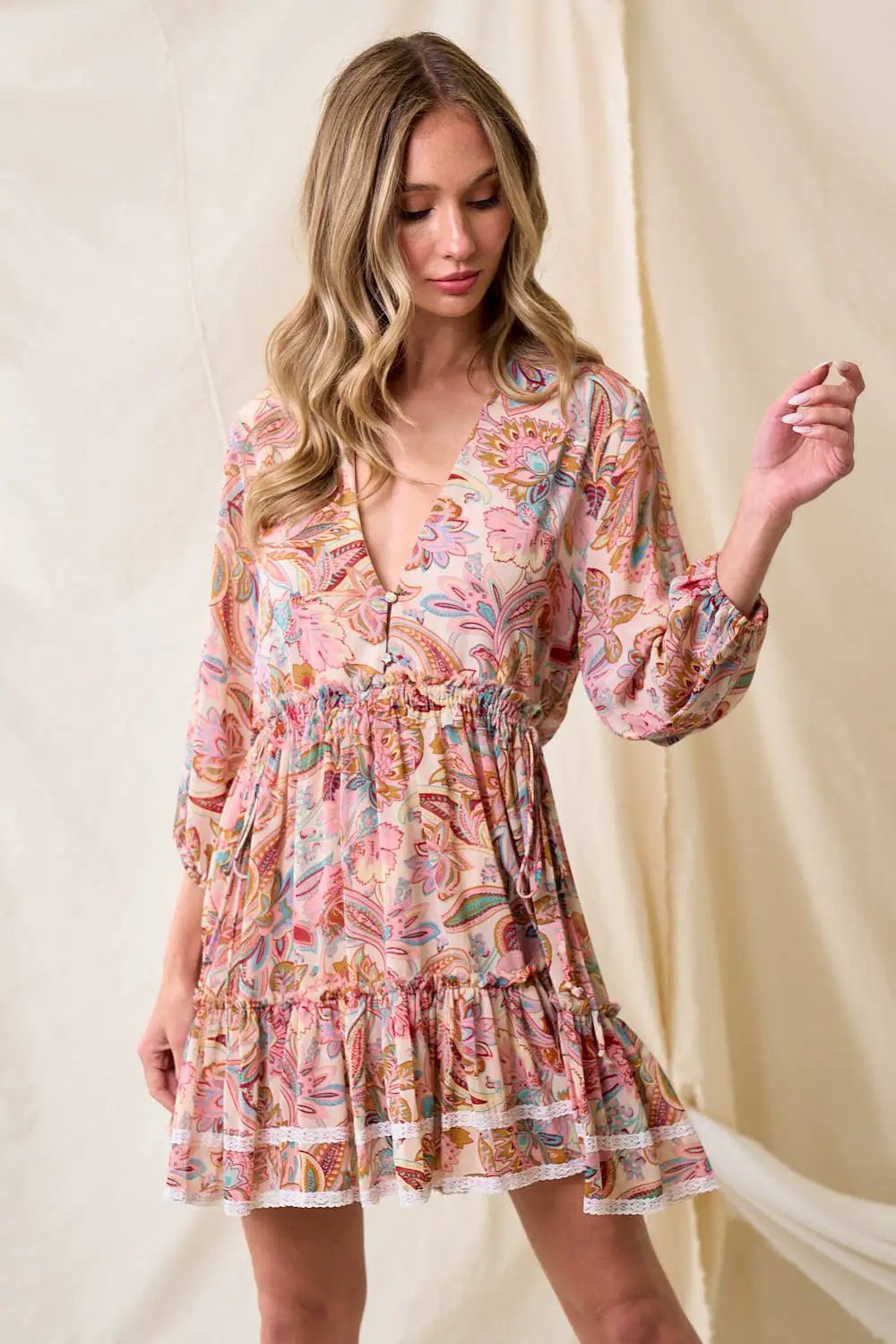 Saints & Hearts The Western Paisley Tier Dress - Dresses