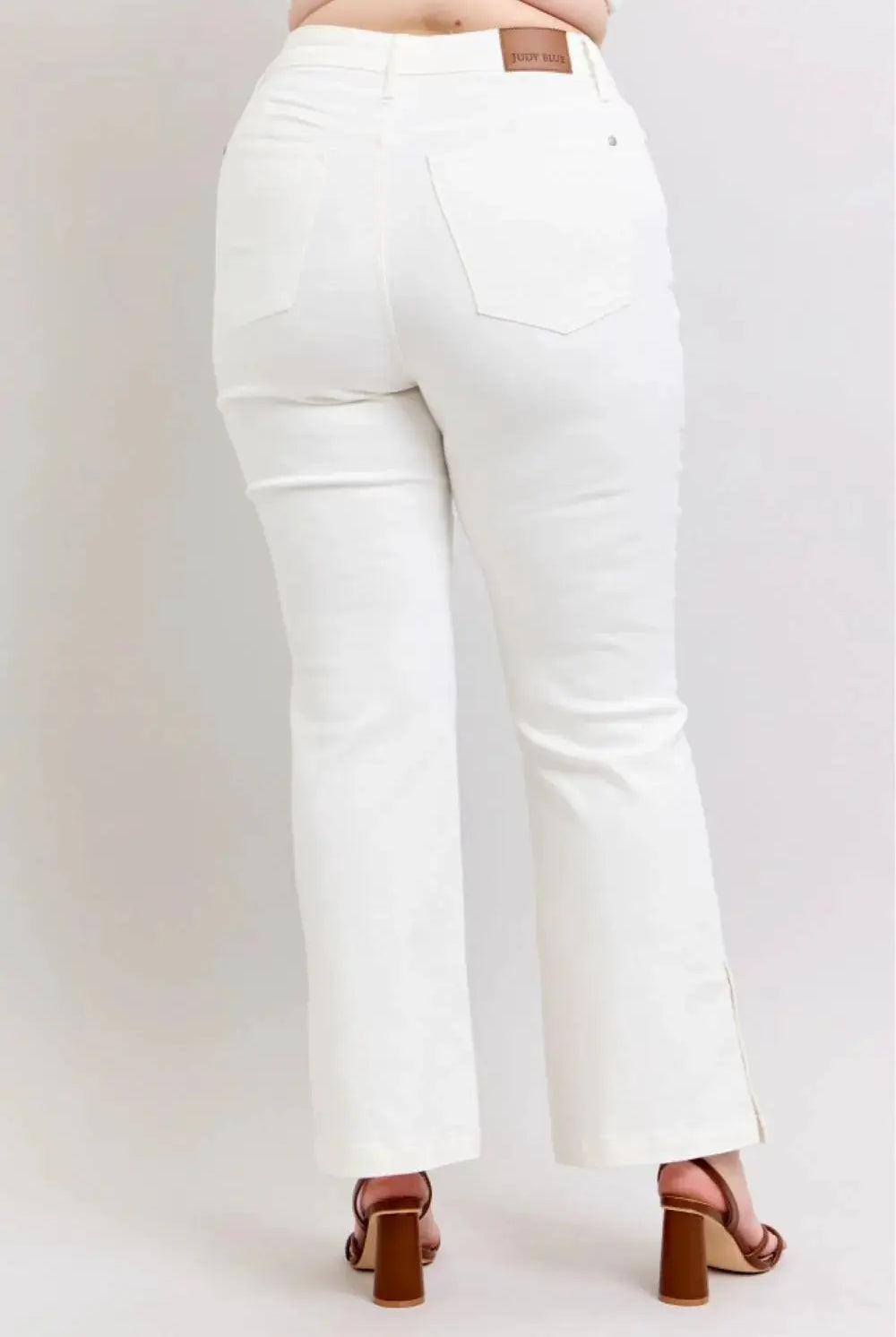 Judy Blue Judy Blue High Waist Slit Bottom Boot Cut REG & CURVY Jeans - Jeans Judy Blue White Denim