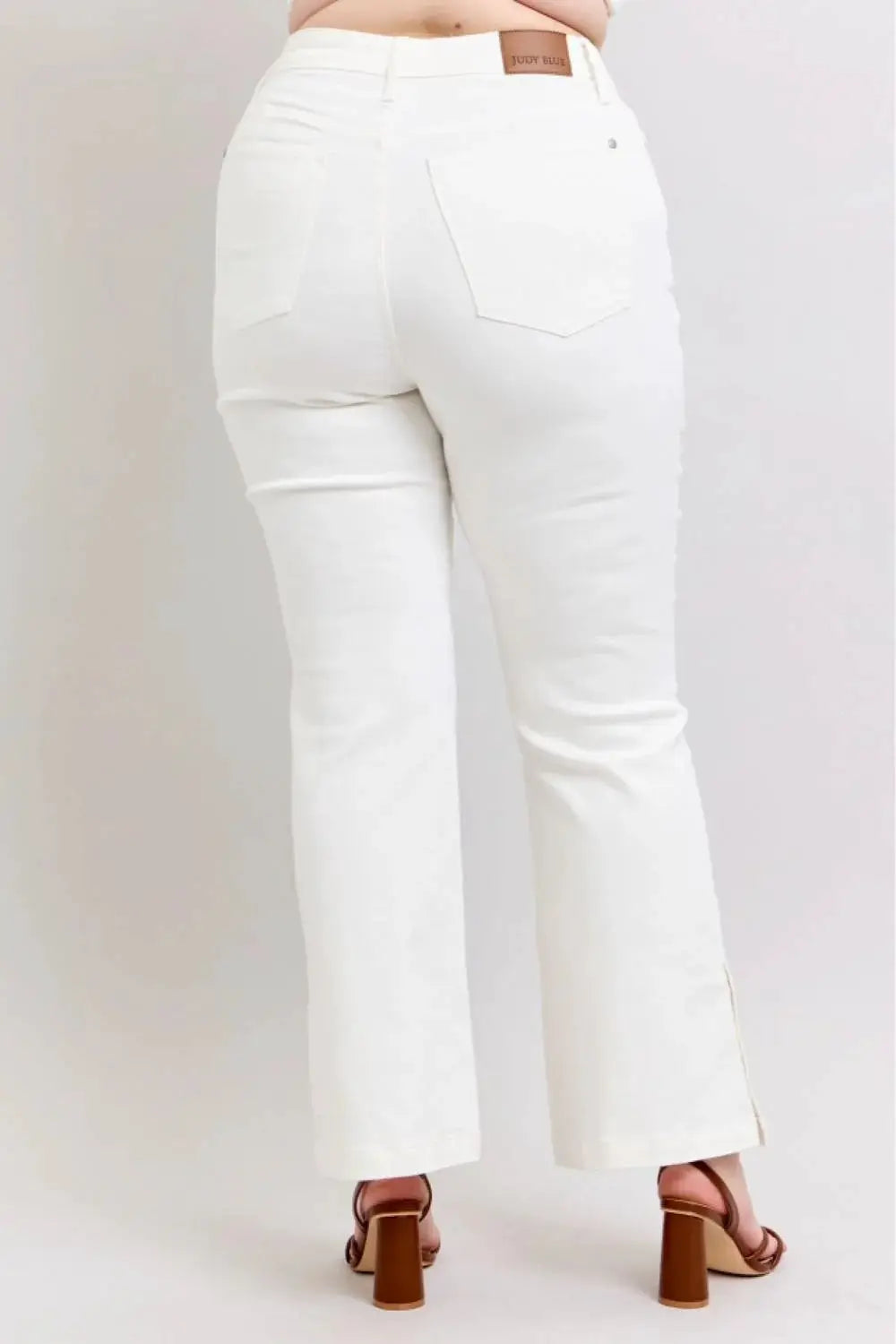 Judy Blue Judy Blue High Waist Slit Bottom Boot Cut REG & CURVY Jeans - Jeans Judy Blue White Denim