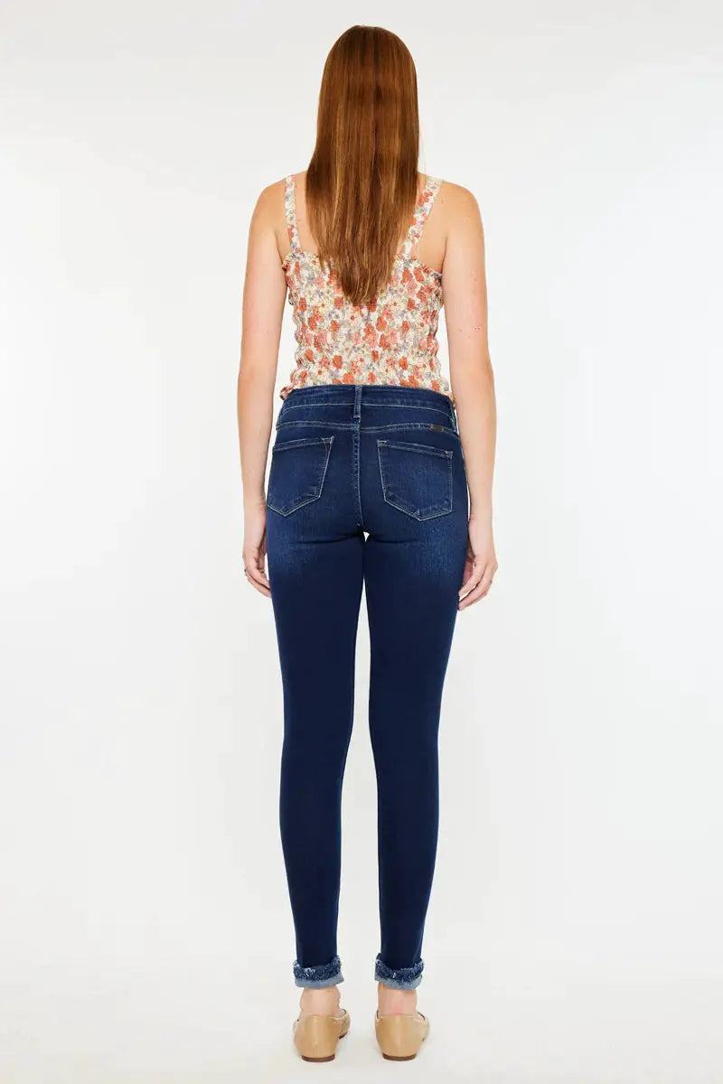 KanCan KanCan Kennedy Mid Rise Ankle Skinny Jeans – Dark Wash - Jeans Kancan midrise skinny