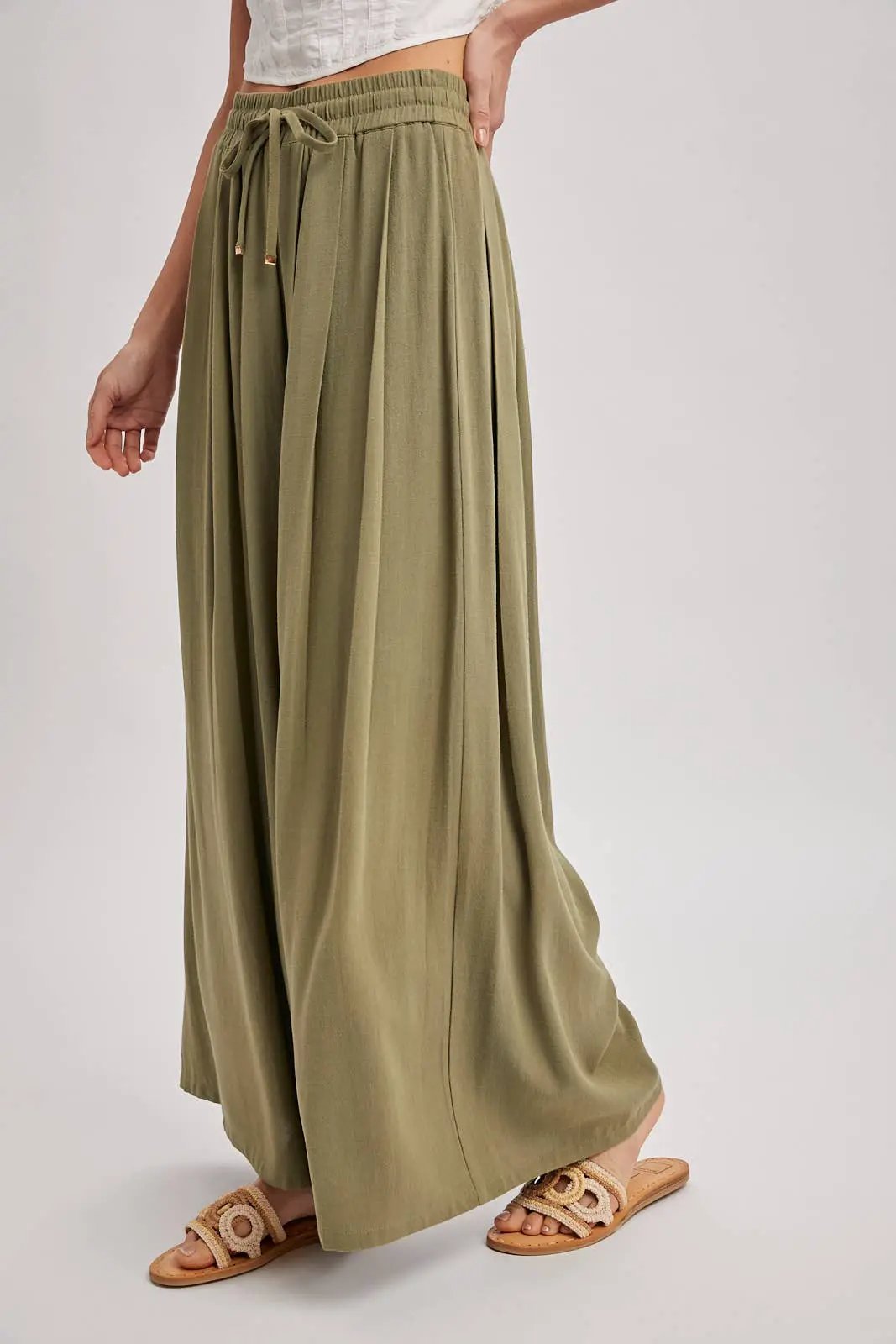 Bluivy The Light Olive Palazzo Pants - Pants
