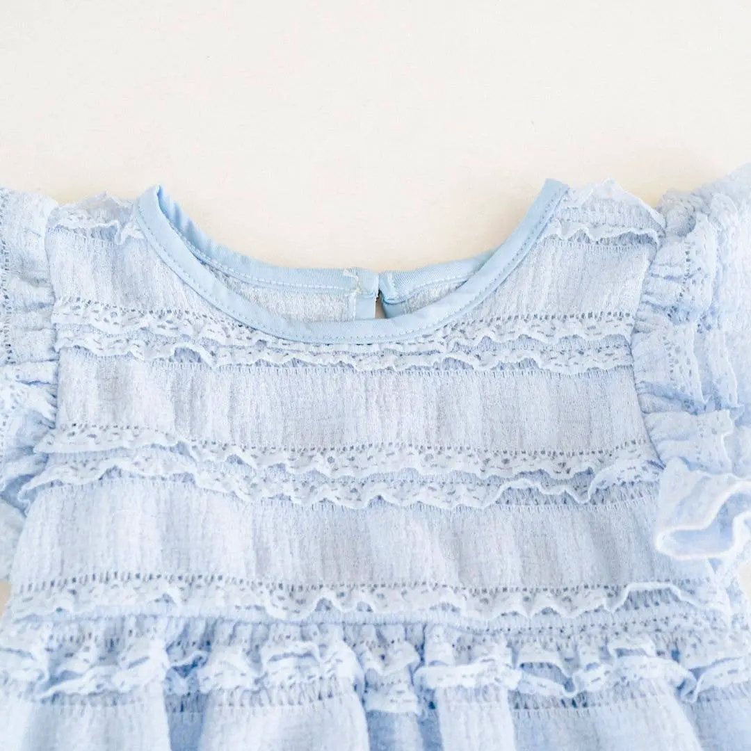 HAHA MAMA Clothing Ruffle Blue Pearl Onesie - Baby & Children's One-Pieces